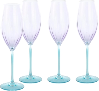 CreaTable Sektglas Swirly Spring, Sektgläser-Set, 4-tlg, Glas, Rillen Relief, Modern, Sommerlich, Leicht