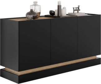 Kommode Zarpant K160 3D (Farbe: Schwarz / Eiche Cremona)