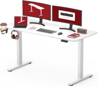 SANODESK Höhenverstellbarer Schreibtisch 140 x 60 cm Schreibtisch Höhenverstellbar Elektrisch Ergonomischer Steh-Sitz Tisch Computertisch für Heimbüro Homeoffice(weiß)