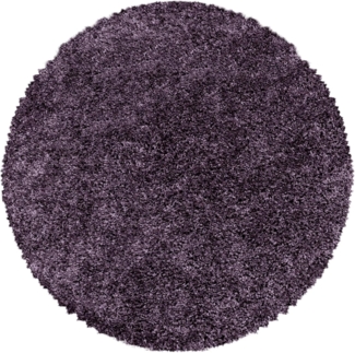 Carpetsale24 Shaggy Hochflor Teppich Wohnzimmer 200 cm Rund Violett - Modern Flauschiger Teppich Extra Weich, Pflegeleicht und Einfarbig - Ideal als Teppich für Schlafzimmer, Esszimmer und Küche