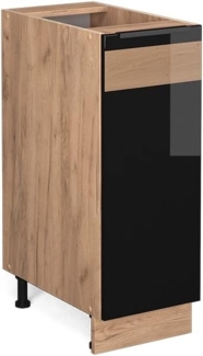 Vicco Küchenschränke Schwarz Eiche hochglanz 30 cm ohne Arbeitsplatte, Fame-Line
