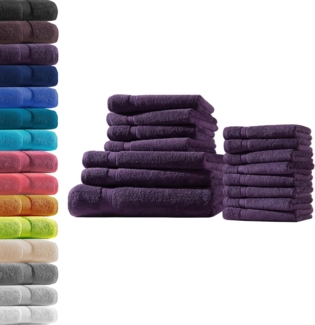 1x Badetuch + 2X Duschtuch + 4X Handtuch + 8X Gästetuch | Aubergine | 100% Baumwolle Frottier | Oeko-TEX® Standard 100 | Premium Qualität 500 g/m²