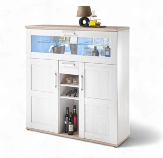 Kommode Barelement Barschrank Spirituosen ROMANCE Sibiu Lärche Weiß/SanRemo Eiche Nb. ca. 128 cm