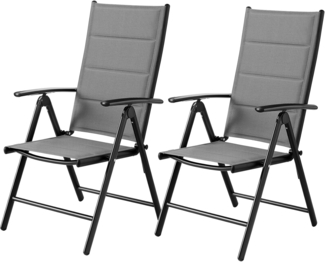 Clevich Gartenstuhl Alu 2er Set, Klappstuhl, 7-Fach Verstellbar, Maximale Belastbarkeit 120 kg, Wasserdicht, Geeignet Für Balkon, Camping,Garten, Hochwertiger Outdoor Klappstuhl (grau)