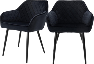 ML-DESIGN Stuhl Esszimmerstühle mit Rücken- & Armlehne moderne Design Küchenstühle (2 St), Polsterstuhl Esstischstühle 2er Set Küchenstuhl Samt Schwarz