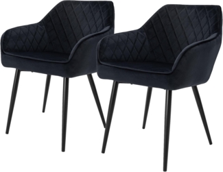 ML-DESIGN Stuhl Esszimmerstühle mit Rücken- & Armlehne moderne Design Küchenstühle (2 St), Polsterstuhl Esstischstühle 2er Set Küchenstuhl Samt Schwarz