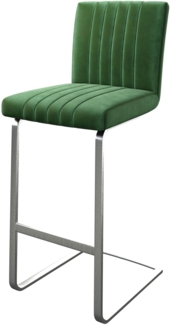 Barstuhl Luiga-Flex Samt Grün Freischwinger flach Edelstahl