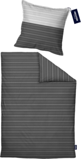 Hechter Paris Bettwäsche Satin 0061310 QUADRATE, silber/grau, 1x 155x220 cm + 1x 80x80 cm