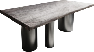 Esstisch Edge 200x100 XL Akazie Platin Troa Edelstahl Graphit Live-Edge