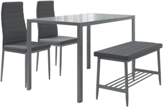 Esstisch-Set Grand Grau 120 x 70 cm 4-teiliges Set Vicco