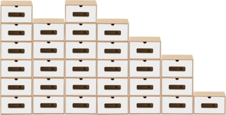 BigDean 30x Schuhaufbewahrung BRAUN/Weiss mit Sichtfenster Aufbewahrungsbox Stapelbar Storage Box Schuhbox Schuhkarton Schuhschachtel Allzweckbox Schublade Pappe aus Kraftpapier