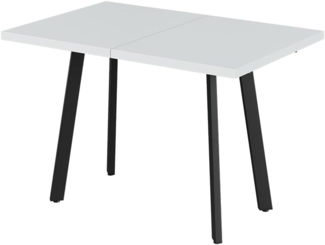 Esstisch Tisko Weiß/Schwarz 160 x 80 cm mit erweitbarer Tischplatte Vicco