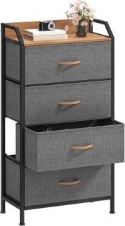 DWVO Kommode mit 4 Schubladen, langlebiger Stoff, Robustes Metallgestell, modern und funktional, ideal für Schlafzimmer, Wohnzimmer, Flur, Kinderzimmer, dunkelgrau