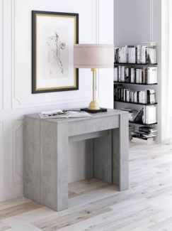 Dmora - Ausziehbare Konsole Maclodio, verwandelbar in Esstisch, platzsparend und ausziehbar bis 237 cm, 90-237 x 76,6 x 90 cm, Grau