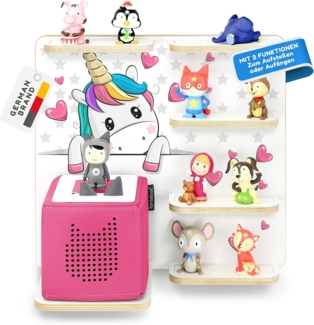 stadtecken Holzregal für Musikbox – Passend für Toniebox & ca. 40 Tonies | Perfekte Aufbewahrung fürs Kinderzimmer | Zum Aufhängen | Erweiterbar (Pony Buddy)