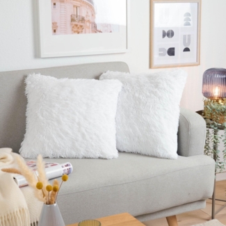 Blumtal Kissenbezug Kunstfell Kissen mit stabilem Reißverschluss im 2er-Pack, (2 Stück), super weiche Dekokissen waschmaschinengeeignet