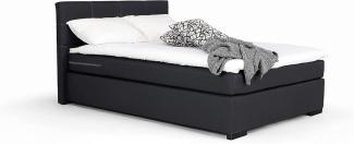 Mivano Beast Boxbett, Komfortables Bett mit Durchgehender Matratze (H3) und Topper, Flachgewebe Jam Schwarz, Liegefläche 120x200 cm