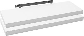 WOLTU 2X Wandregal Wandboard Bücherregal Regale für Deko Wandablagen aus MDF Holz, 2er Set Hängeregal Weiss, 100x23x3,8cm RG9317ws-2