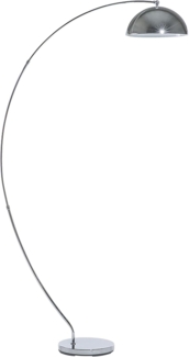 'Kama' Stehlampe Silber Metall 188 cm verchromt runder Schirm langes Kabel mit Schalter Bogenlampe Industrie Look