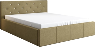 Polsterbett SKIDI 140x200 mit Matratze, Bettkasten und Lattenrost. Farbe: BEIGE 24