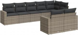 vidaXL 8-tlg. Garten-Sofagarnitur mit Kissen Grau Poly Rattan 3251557