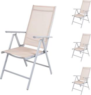 4er Set Garten Klappstuhl Aluminium - Textilen Silbergrau/Beige