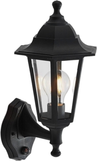 Lindby Außen-Wandleuchte Nane, Kunststoff Schwarz IP44mit Bewegungsmelder, 1 x 60 W