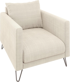 S-Style Möbel Sessel Harmony aus Chenille-Stoff mit Hohen Schwarzen Metallfüßen (1 x Sessel), mit Wellenfederung