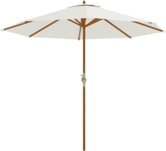 Outsunny Sonnenschirm Holz, Balkonschirm, Creme, LxB: 270x270 cm, Gartenschirm, Holzschirm, Ø270x250 cm