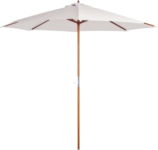 Outsunny Sonnenschirm Holz, Balkonschirm, Creme, LxB: 270x270 cm, Gartenschirm, Holzschirm, Ø270x250 cm