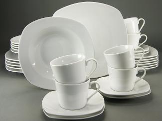 CreaTable 19512 Kombiservice Amelie für 6 Personen + Uni, Porzellan, weiß (1 Set, 30-teilig)