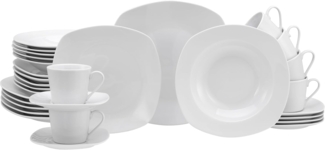 CreaTable 19512 Kombiservice Amelie für 6 Personen + Uni, Porzellan, weiß (1 Set, 30-teilig)