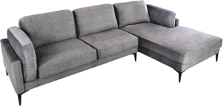 riess-ambiente Ecksofa MANHATTAN 295cm dunkelgrau · Eckcouch mit Samt-Bezug & Federkern, Einzelartikel 1 Teile, Ottomane rechts · 3-Sitzer · Metall-Füße · inkl. Kissen · Design