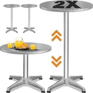 Casaria Stehtisch (2-St), 2er Set 2in1 Stabil Höhenverstellbar 70 cm / 115 cm Hoch Aluminium