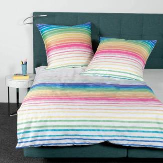 Janine Mako Satin Bettwäsche 2 teilig Bettbezug 155x220 cm Kopfkissenbezug 80x80 cm J. D. 87059-09 multicolor