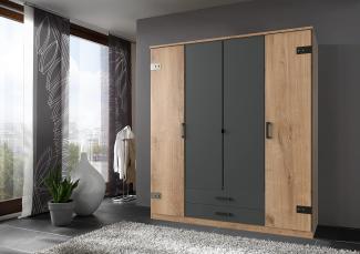 Kleiderschrank >Cheston< in Plankeneiche - 180x198x58cm (BxHxT)