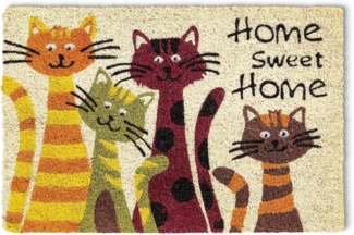 matches21 HOME & HOBBY Fußmatte Kokosmatte Katzen Sweet Home 40x60 cm als aussen Sauberlaufmatte, rechteckig, Höhe: 15 mm, Rutschfeste Spruch Kokos-Türmatte als Outdoor Schmutzfangmatte