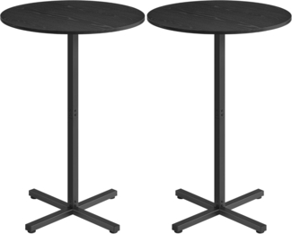 VASAGLE Bartisch 2er Set, Stehtisch, Bistrotisch rund, Balkontisch Indoor, Kleiner hoher Tisch für Hausbar, Wohnzimmer und Esszimmer, 60 x 60 x 104,5 cm, einfacher Aufbau, ebenholzschwarz LBT362B01