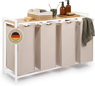 Blumtal Ausziehwäschekorb 2-4 Fächer Wäschesammler mit Ablage und Metallrahmen