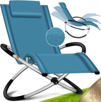 KESSER® Relaxliege Liegestuhl | Gartenliege Sonnenliege | Gartenstuhl | Klappstuhl faltbar | Schwungliege | Schaukelsessel | ergonomische Relaxsessel | wetterfest | 180 kg Belastung Petrol Blau