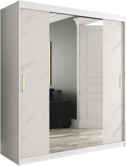 Kleiderschrank Kamoga T1 180 (Weiß / Marmor Weiß + Gold, ohne Schubladen)