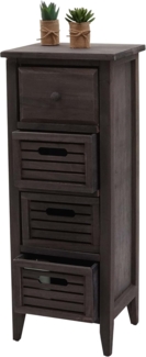 Kommode T18, Schubladenschrank Schrank, 4 Schubladen, 74x30x25cm Shabby-Look Vintage ~ grau-braun
