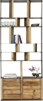 Kare Design Raumteilerregale Storm, Holzregal, Push-to-open Türen, Massivholz, Freistehend, mit 2 Türen, Bücherregal, Standregal, Wohnzimmer, Büro, Flur, 234 x 100 x 30 cm (H/B/T)