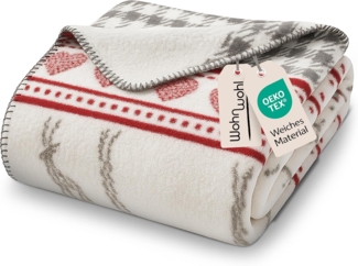 WOHNWOHL Kuscheldecke 150x200 cm • weiche Tagesdecke • Sofadecke • Wohndecke • Winterdecke • Ökotex Zertifizierte Baumwolldecke • Farbe: Hirsch
