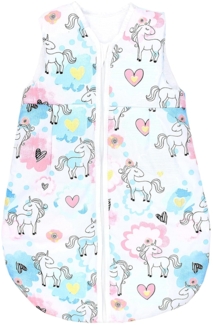TupTam Ganzjahresschlafsack 2.5 TOG wattiert ärmellos Baby Schlafsack OEKO-TEX, Farbe: Einhorn Rosa/Blau, Größe: 104-110