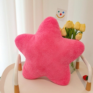 Herfair Kuschelkissen Kinder Sternkissen, Plüsch Kissen Dekokissen für Kinderzimmer,Weiche Flauschige Sternform Zierkissen,Gefülltes Stern Wurfkissen Kissen für Heimdekoration (Rosenrot,50CM)