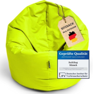 BubiBag Sitzsack für Erwachsene -Indoor Outdoor XL Sitzsäcke, Sitzkissen oder als Gaming Sitzsack, geliefert mit Füllung (125 cm Durchmesser, Lime)