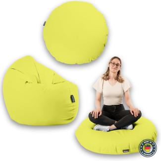 BubiBag Sitzsack für Erwachsene -Indoor Outdoor XL Sitzsäcke, Sitzkissen oder als Gaming Sitzsack, geliefert mit Füllung (125 cm Durchmesser, Lime)