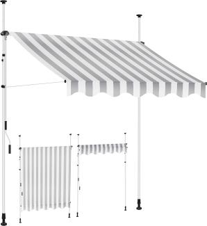 KESSER® Klemmmarkise mit Handkurbel Balkon, Balkonmarkise ohne Bohren, UV-beständig höhenverstellbar wasserabweisend , Sonnenschutz, Terrassenüberdachung , einfache Montage 350cm, Weiß-Grau