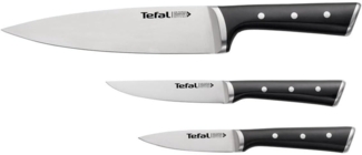 Tefal 'K2323S Ice Force' 3-teiliges Messer-Set, Edelstahl schwarz, 9 cm / 11 cm / 20 cm